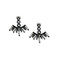 Black Star Crystal Encrusted Spike Ear Jackets